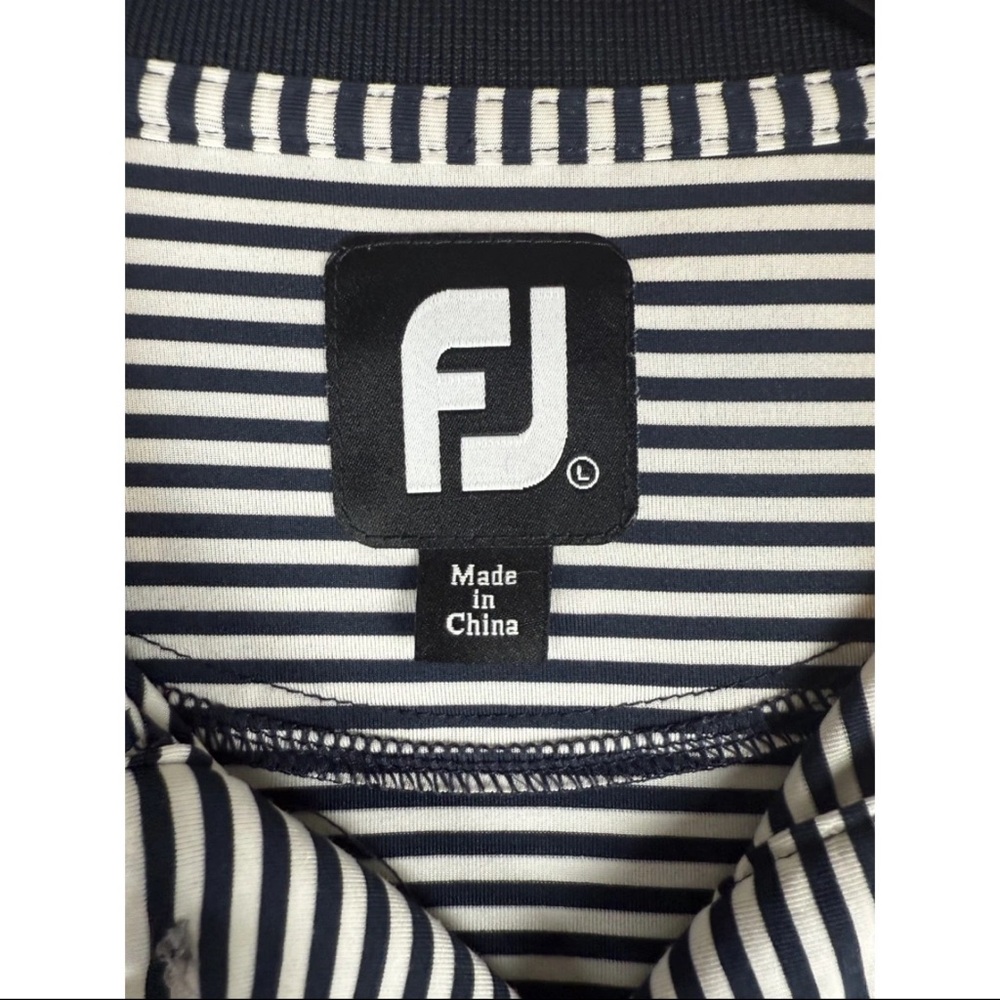 FootJoy Polo Shirt Men's Large Black White Striped Golf Stretch Performance - Picture 3 of 5